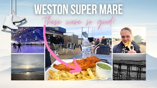 Weston Super Mare in November  GLIDE ON ICE BEACH STROLLS amp FABULOUS FISH AND CHIPS [upl. by Demha]