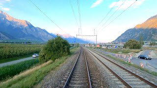 ★ 4K 🇨🇭 StMaurice  Martigny  Sion cab ride Switzerland 092023 Führerstandsmitfahrt Rhonetal [upl. by Adoh254]