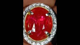 RUBY Red 7crt BURMA Unheated Ring Gold Diamond [upl. by Attenov]