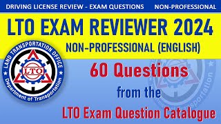 LTO Exam Reviewer 2024 ENGLISH Drivers License  60 Questions from the LTO Catalogue [upl. by Drugge]