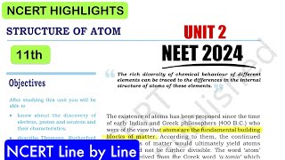 Structure of Atom One Shot  NCERT Highlights  Physical Chemistry🔥neet2024 class11 neet [upl. by Rudy]