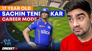 SACHIN TENDULKAR DEBUT For MI At AGE 17 CAREER MODE Cricket 24 [upl. by Noirad]