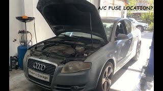 Audi A4 B7 AC fuse Air conditioning compressor fuse relay location [upl. by Lemraj]