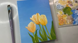 Acrylic painting tulip flowers acrylic painting tutorial acrylic painting for beginners tutorial [upl. by Verena]