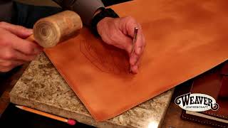 Making a Leather Journal Cover Chapter 3 Adding a Tooled Feather Design to a Journal Cover [upl. by Yarg]