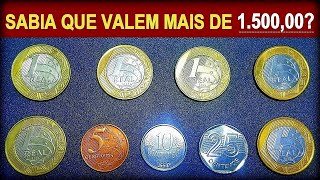 9 moedas em circulação que valem R 150000 Reais para colecionadores Moedas do real valiosas [upl. by Allix]