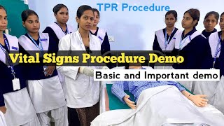 TPR Procedure Vital Signs demonstration Very Basic and Important Practical demo Nursing Exams [upl. by Aioj]