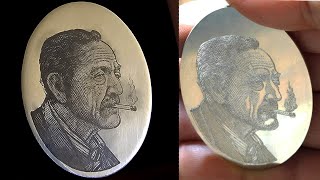 The Art of Niello on silver Hand engraving Face study [upl. by Akemeuwkuhc]