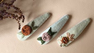 Custom Barrettes with Embroidery ⎮Hair Barrettes⎮Hair clips DIY [upl. by Hough]