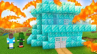 CASA DE DIAMANTES VS TSUNAMI DE LAVA NO MINECRAFT SOBREVIVEMOS [upl. by Neahs]