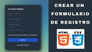 Crear un Formulario de Registro con HTML y CSS  Desarrollo Web [upl. by Verile]