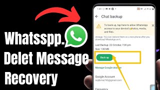 Whatsapp Delet Message Recovery  Whatsapp Recovery Message Chat backup backup chatbackup [upl. by Kathye]