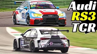 Audi RS3 LMS DSG amp SEQ  350Hp 20Litre Turbo Engine  TCR Cars at Mugello amp Imola Circuits [upl. by Lrig]