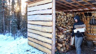 Staying Warm at the Cabin  Winter Day Living in Alaska [upl. by Nalhsa662]