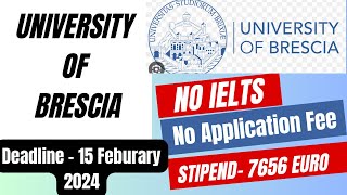 University of Brescia Italy Apply online 2024  No Application Fee No IELTS [upl. by Eiramacissej]