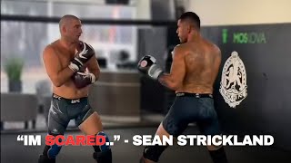 Alex Pereira casually pulls up on Sean Strickland to SPAR [upl. by Ynomrah918]