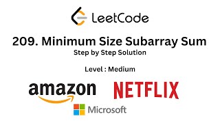 209 Minimum Size Subarray Sum  Minimum Size Subarray Sum Leetcode [upl. by Noevart]