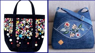 Most Beautiful Denim Handmade Recycled Tote Bags ideas 2024 [upl. by Fife]