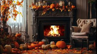 Cozy Autumn Fireplace Sounds  Relaxing Halloween Autumn Ambience [upl. by Alegnasor542]