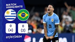 Uruguay vs Brazil 0  0 Penalty Shootout 42 Highlights  Copa America 2024 [upl. by Bloom280]