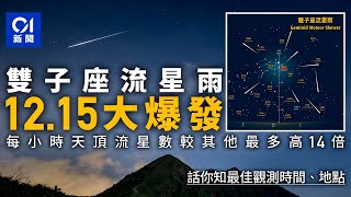 雙子座流星雨1215大爆發 每小時流星數、觀賞時間、地點一文看｜01新聞｜雙子座｜流星雨｜太空館｜天文台｜ [upl. by Talya]