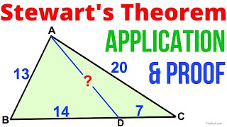 Stewarts Theorem PROOF Find the Length of Line Segment AD using Stewarts Theorem  Applications [upl. by Fremont]