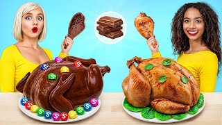 Chocolate Vs Real Food Challenge  Chocolate Cake Decorating Challenge by Turbo Team [upl. by Ainimreh735]