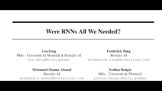 QA Were RNNs All We Needed [upl. by Eizzil]