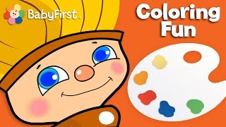 Orange Delight  Color for Kids  Petey Paintbrush  BabyFirstTV [upl. by Adnilema]