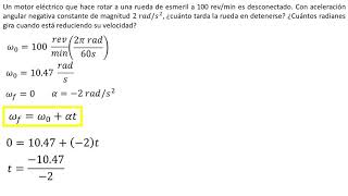 Física  Cinemática rotacional  Ejemplo 4 [upl. by Lammaj724]