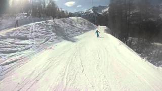 Skiing from the Top of Jafferau in Bardonecchia Italy down to the bottom in March 2016 [upl. by Call676]