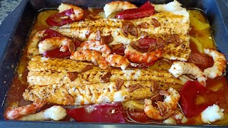 rosada al horno con langostinos espectacular receta 😋😋😋 [upl. by Hsirap202]