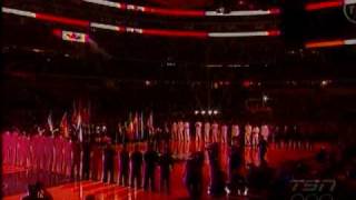 Canadian Tenors Canadian National Anthem2010 NBA AllStar Game [upl. by Edahs]