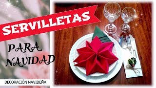 CÓMO DOBLAR SERVILLETAS DE PAPEL PARA NAVIDAD  formas de árbol y estrella [upl. by Eellek718]