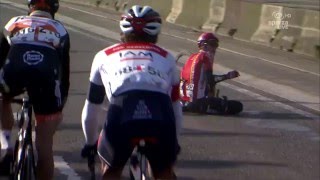 KuurneBrusselKuurne 2016  Stig Broeckx hit by a motor bike [upl. by Charmaine83]