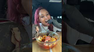 A Whole Lobster Tail SEAFOOD BOIL Mukbang in the Car mukbang queenbeast foodie seafood lobster [upl. by Idac384]