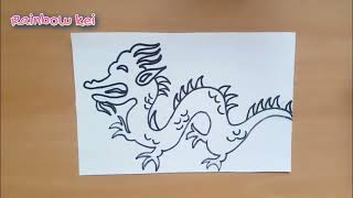 How to draw easy DRAGON FOR CHINESE NEW YEAR [upl. by Pass]