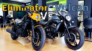 Kawasaki ELIMINATOR 500 SE 2025 Vs Kawasaki VULCAN S CAFE 2025 em Detalhes [upl. by Gaudette]