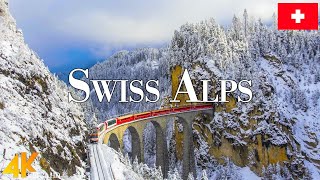 Winter Swiss Alps 4K Ultra HD • Enchanting Winter Wonderland Relaxation Film with Soothing Music [upl. by Cotsen]