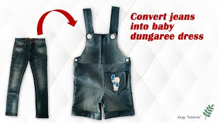 Convert Jeans Into Baby Dungaree Dress Dungaree Dress From Jeans [upl. by Nie825]