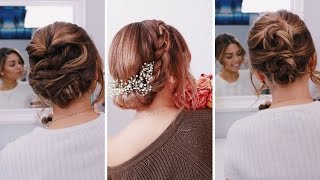 3 Easy Updos for ShortMedium Length Hair  Ashley Bloomfield  BloomingBride Series [upl. by Stokes]