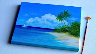 Seascape Painting  Sea Painting  Acrylic Painting for Beginners [upl. by Tidwell]