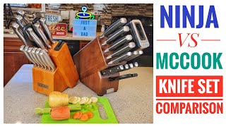 Ninja 300 vs McCook 50 Knife Set I LOVE Ninja Foodi NeverDull Sharpener [upl. by Luar]