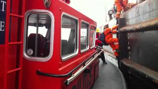 Tyne Pilot amp Riggers boarding Smit Barge at sea [upl. by Eceertal854]