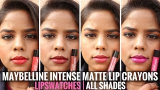 Maybelline Color Show Intense Lip Crayon Lip Swatches amp Review  All Shades [upl. by Alyce]