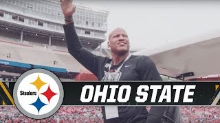 Ryan Shazier attends Ohio State spring game  Pittsburgh Steelers [upl. by Ahtiekal]