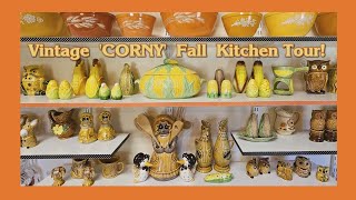 FALL VINTAGE DÉCOR HOME TOUR Pt2  Autumn Colored Retro Kitchen with Pyrex Glassware amp Kitsch [upl. by Saleme]