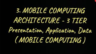 3 Mobile Computing Architecture 3 tier  Presentation Application Data with diagram  MC [upl. by Wyon]