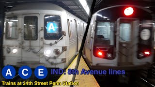 IND ACE trains at 34th Street Penn Station [upl. by Barbaresi75]