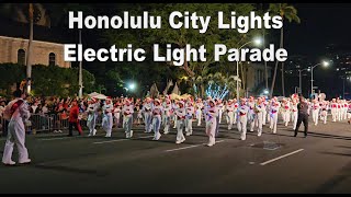 4K Honolulu City Lights Electric Light Parade 2023 in Honolulu Oahu Hawaii [upl. by Orman]